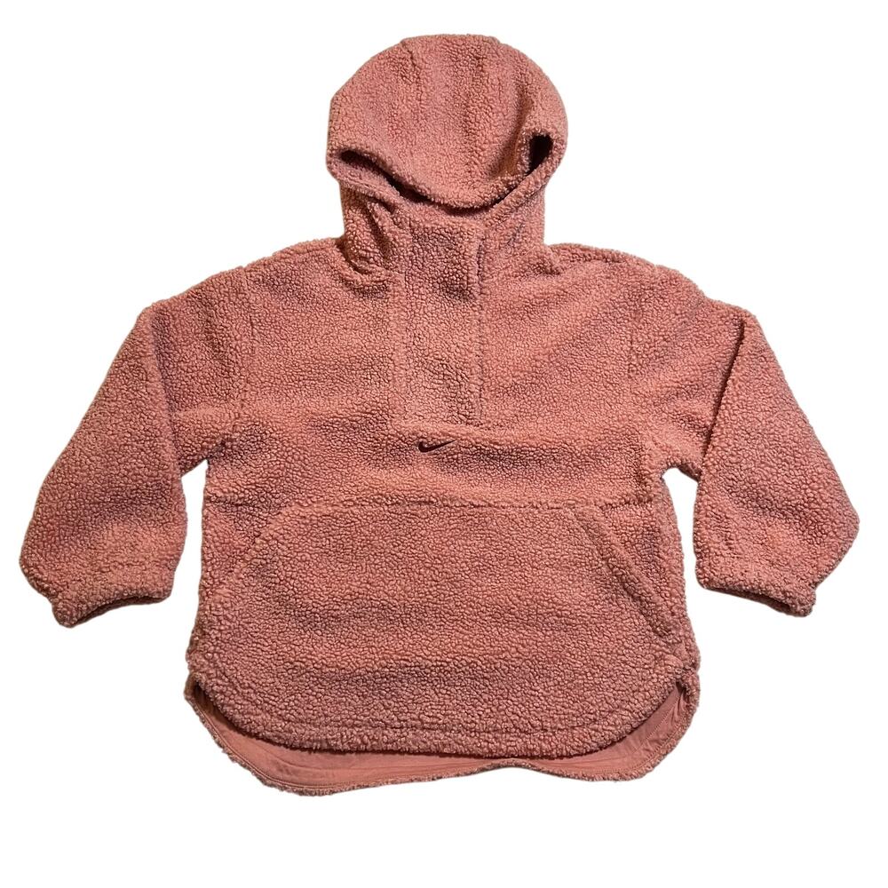 Nike Girl's Therma Fit Sherpa Pullover Quarter Zip Hoodie Jacket Size X-Small